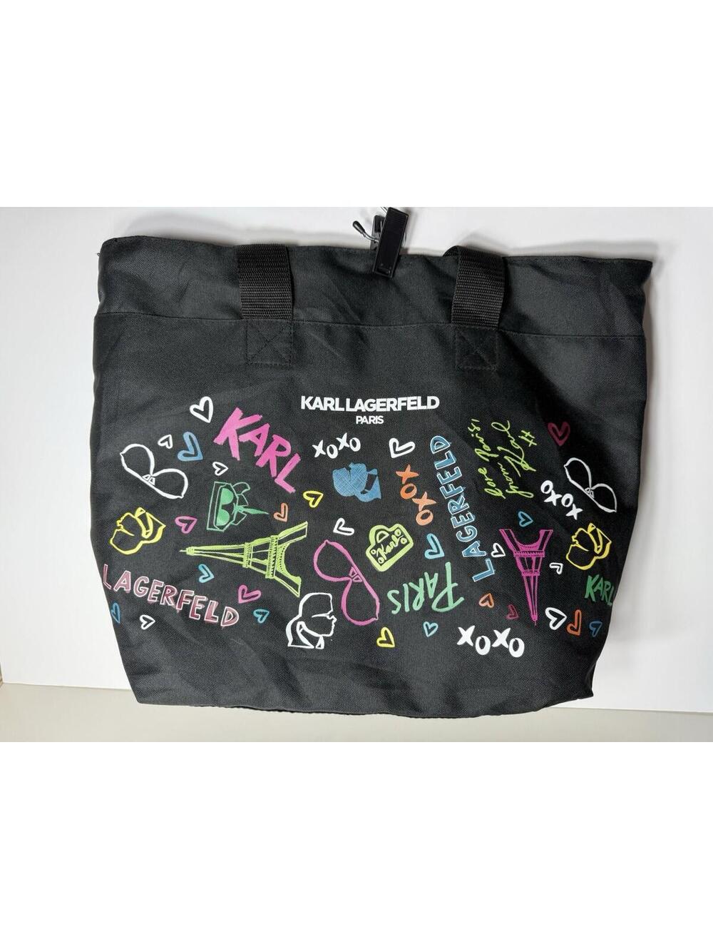 KARL LAGERFELD BAG SATCHEL PURSE BLACK LOGO